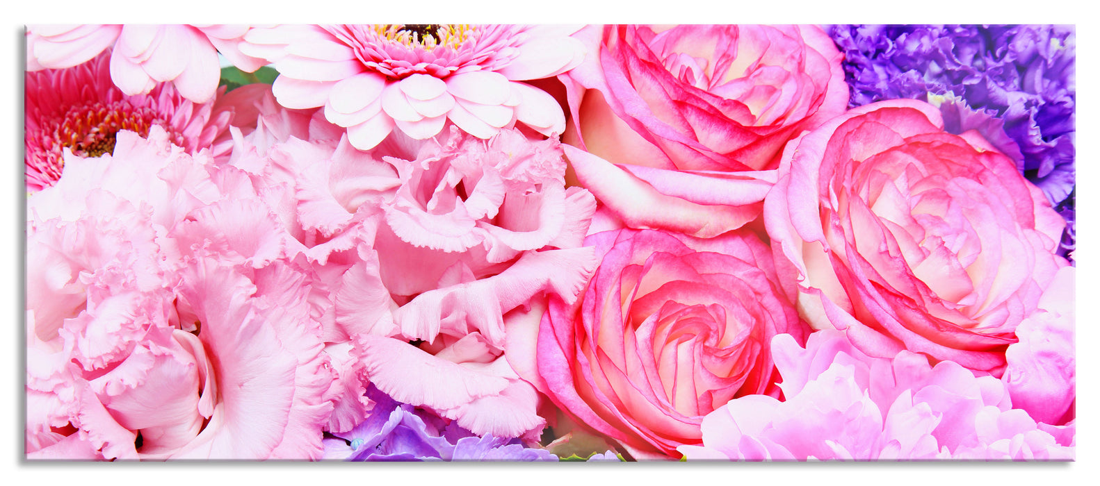 Pixxprint prachtvoller Blumenstrauss, Glasbild Panorama