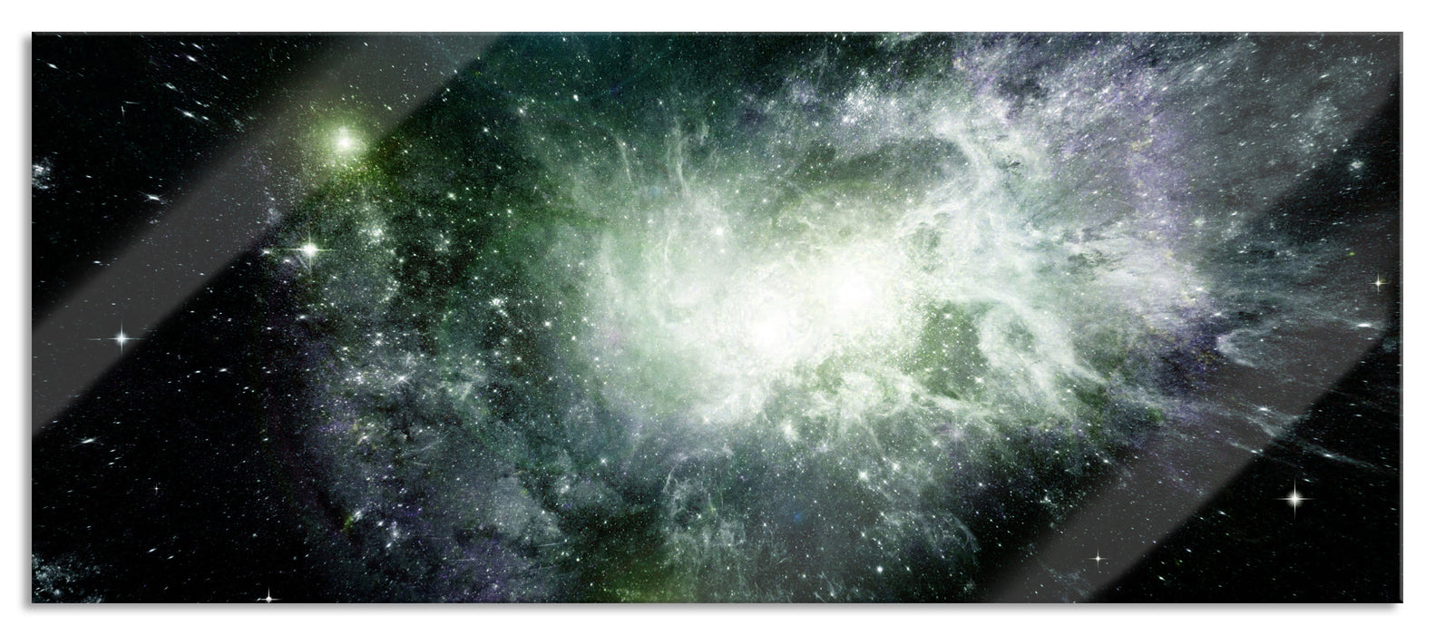 Pixxprint ferne Galaxie im Sternenstaub, Glasbild Panorama