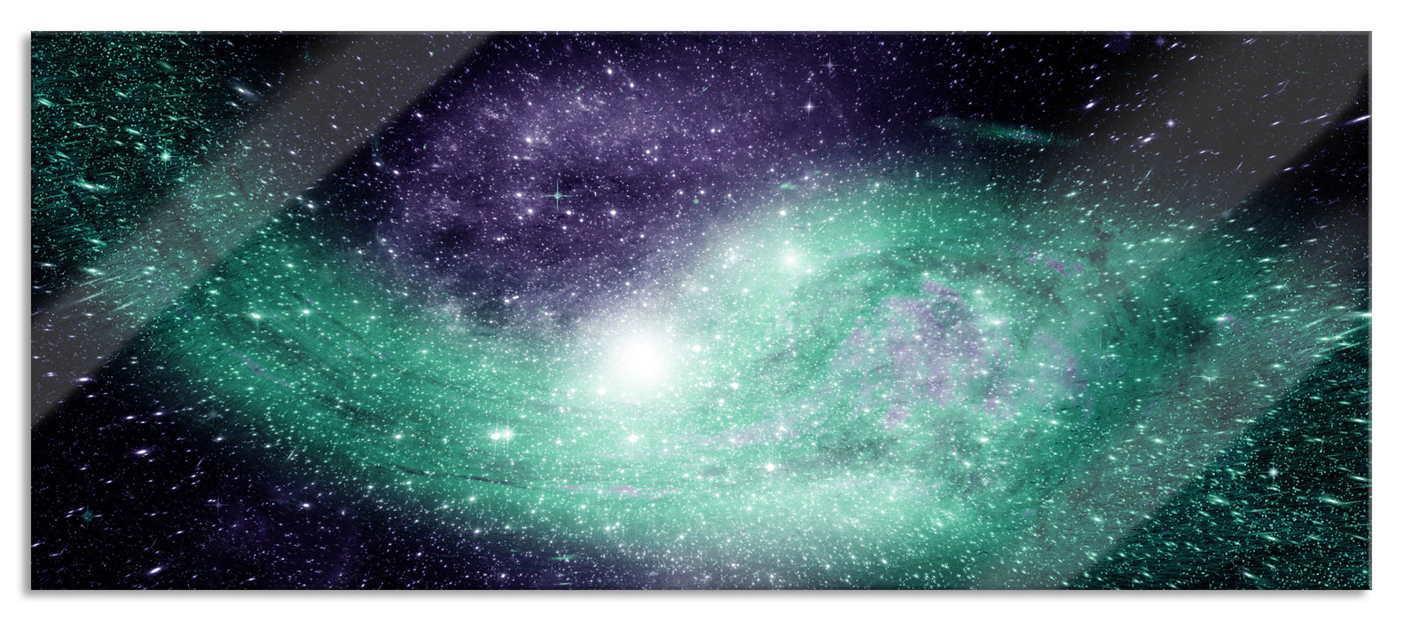 Pixxprint ferne Galaxie im Sternenstaub, Glasbild Panorama