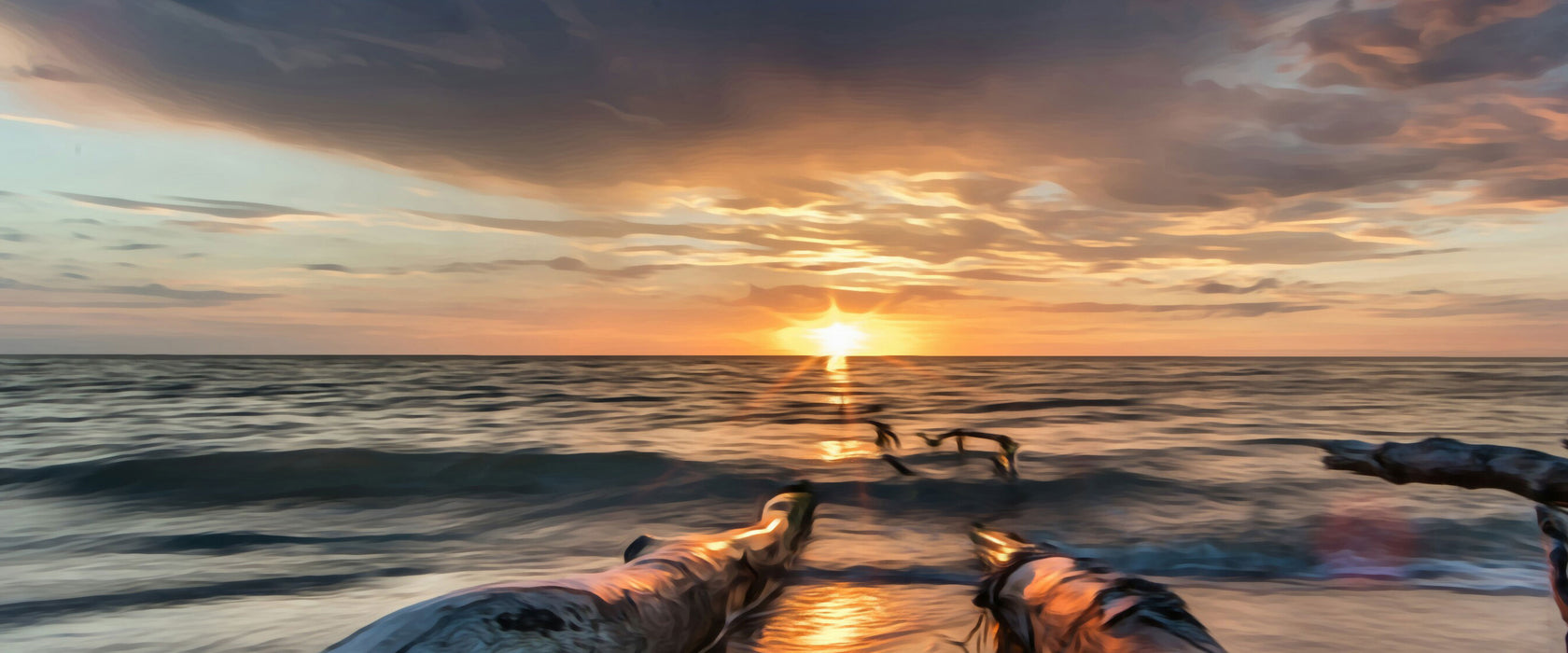 Strand Öl Effekt, Glasbild Panorama