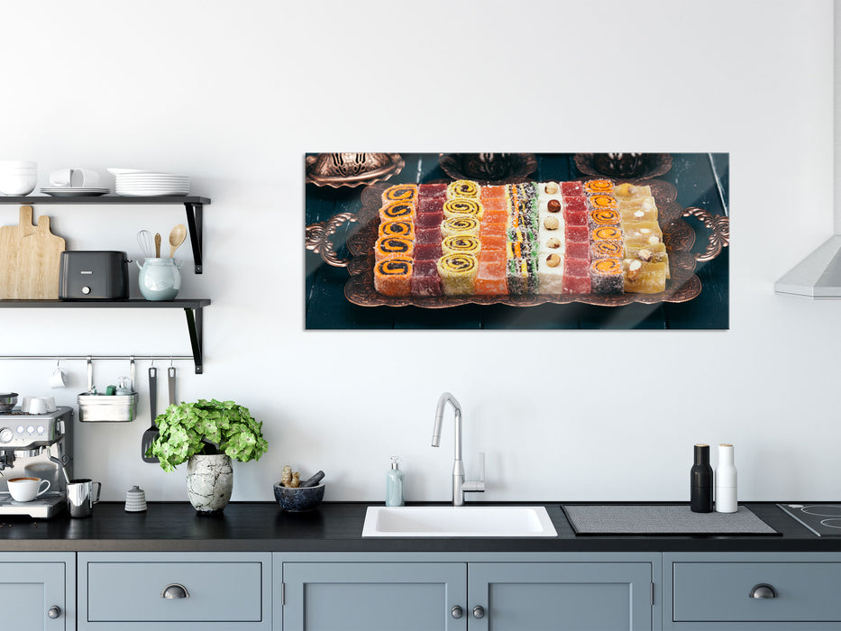 traditionelle türkische Desserts, Glasbild Panorama