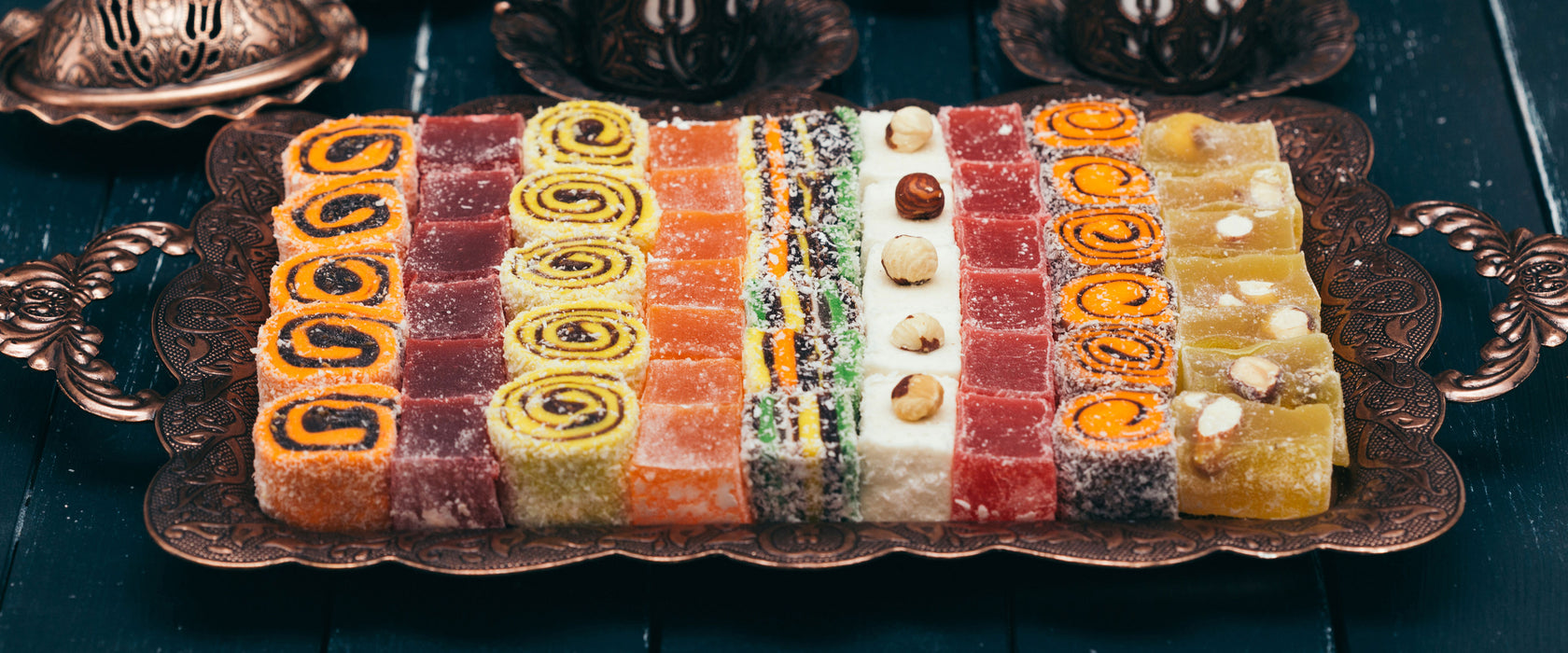 traditionelle türkische Desserts, Glasbild Panorama