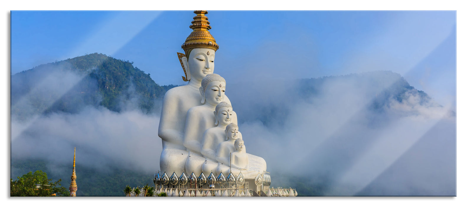 Pixxprint Buddha-Skulptur in Thailand, Glasbild Panorama