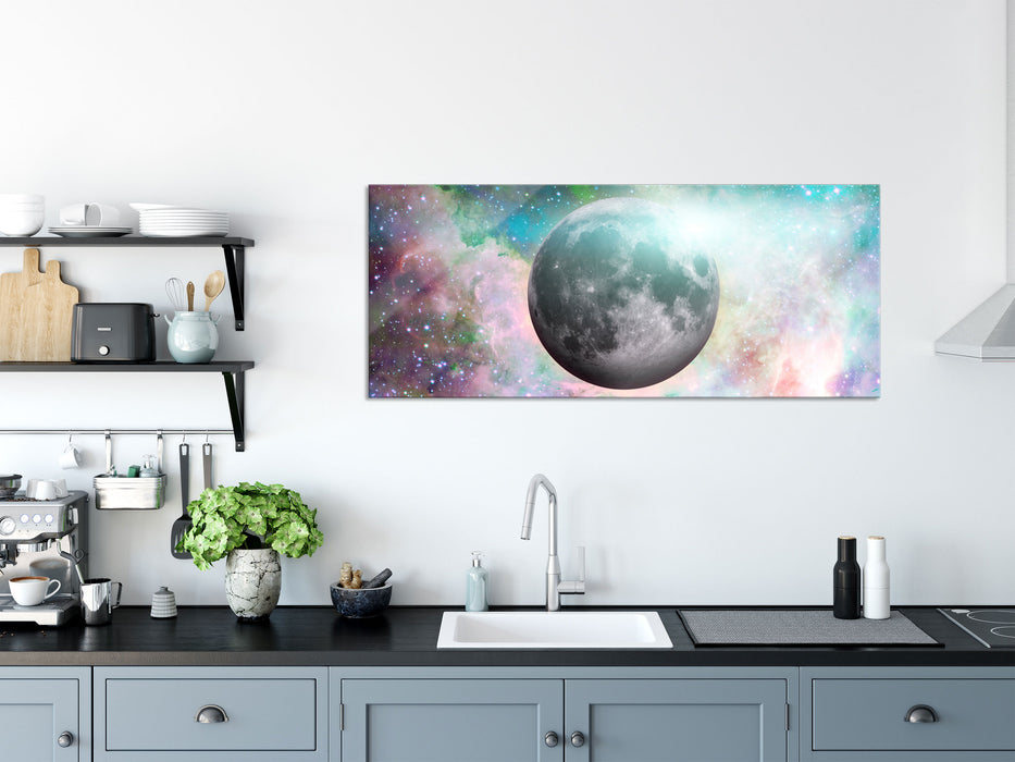 unser Mond im Sternenstaub, Glasbild Panorama