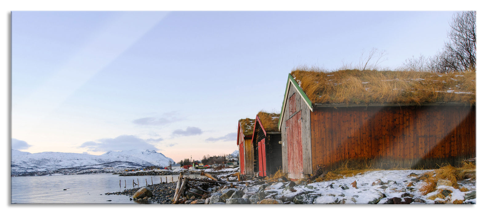 Pixxprint Küste der norwegischen See Tromso, Glasbild Panorama