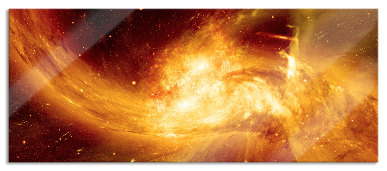 Pixxprint Sternenstaub Gasnebel Galaxie, Glasbild Panorama