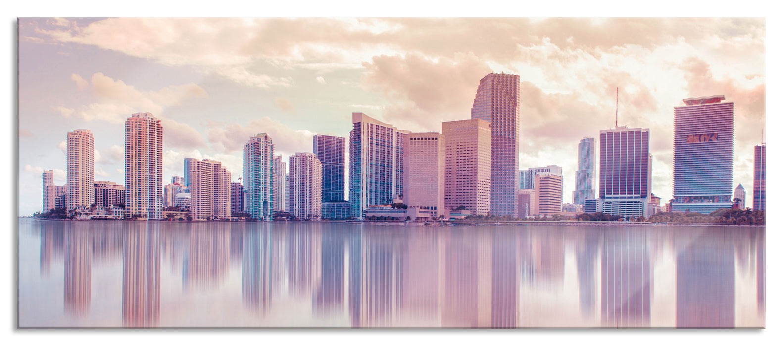 Pixxprint Miami Florida Skyline, Glasbild Panorama