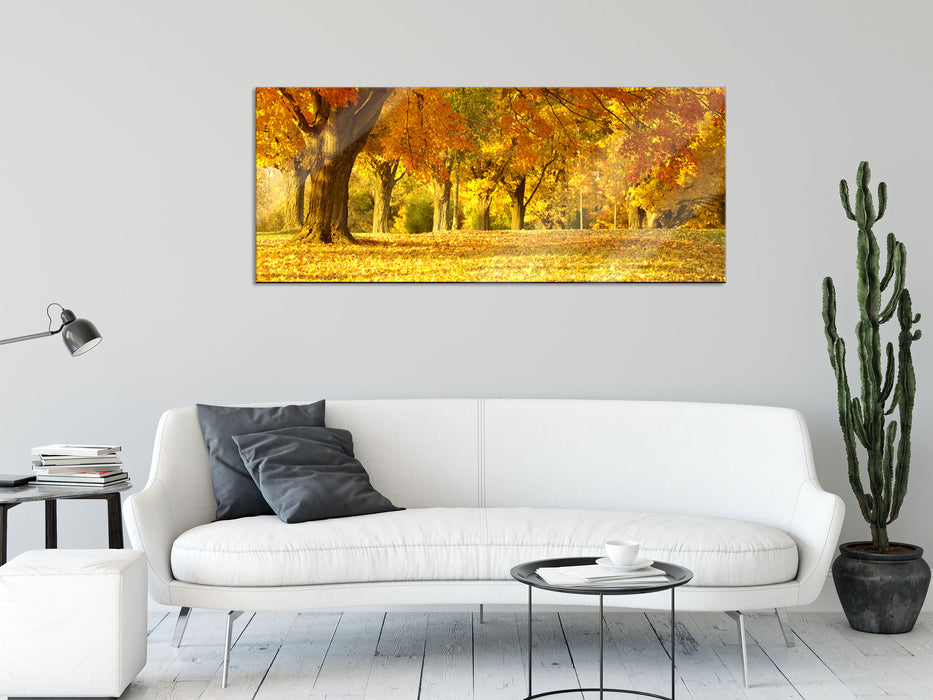 schöne Herbstlandschaft, Glasbild Panorama