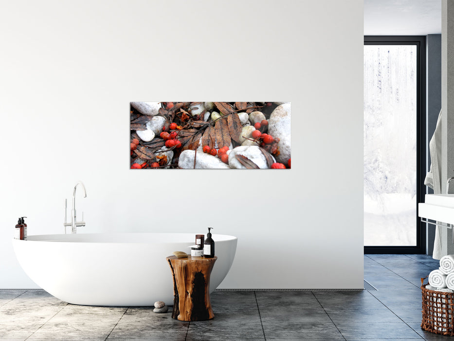 Herbst und Beeren, Glasbild Panorama