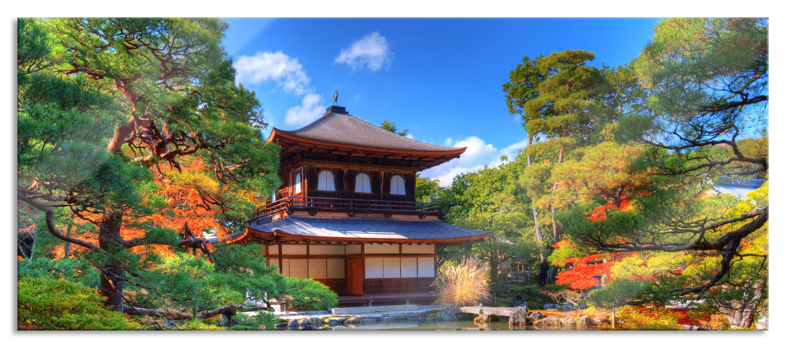 Pixxprint Ginkaku-ji-Tempel in Kyoto, Glasbild Panorama