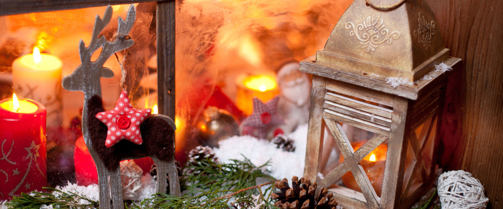 weihnachtlich Fensterbrett, Glasbild Panorama