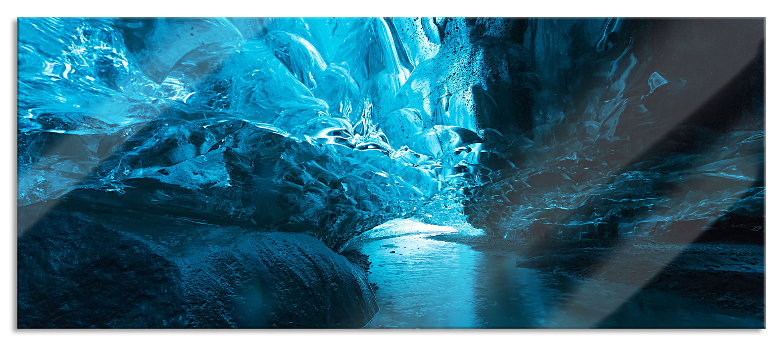 Pixxprint abstrakte Eislandschaft, Glasbild Panorama