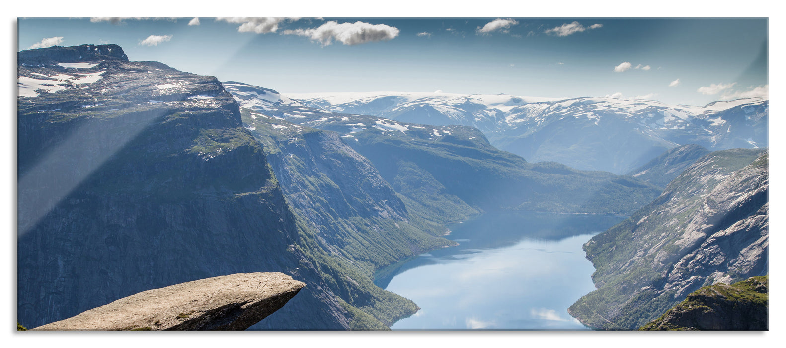 Pixxprint Blick auf wunderschönes Tal, Glasbild Panorama