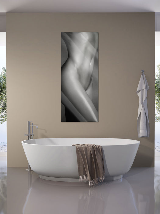 schlanker nackter Frauenkörper, Glasbild Panorama