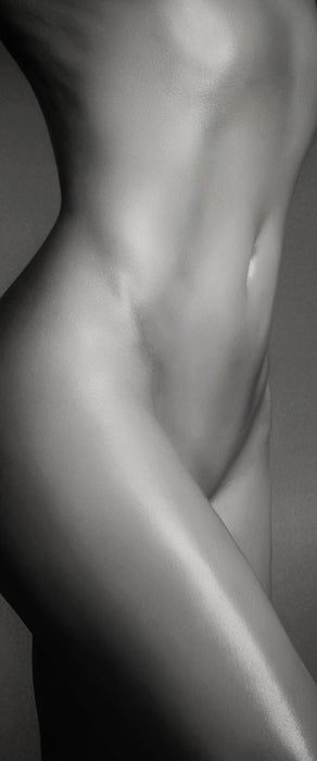 schlanker nackter Frauenkörper, Glasbild Panorama