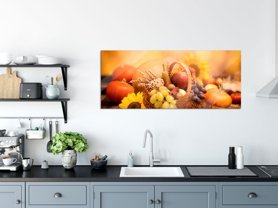Herbsternte, Glasbild Panorama