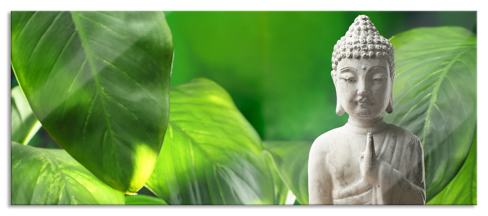 Pixxprint Seerose Buddha Statue, Glasbild Panorama