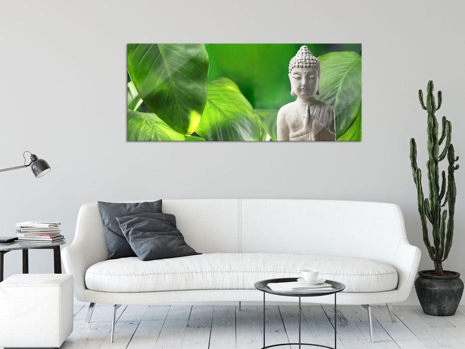 Seerose Buddha Statue, Glasbild Panorama