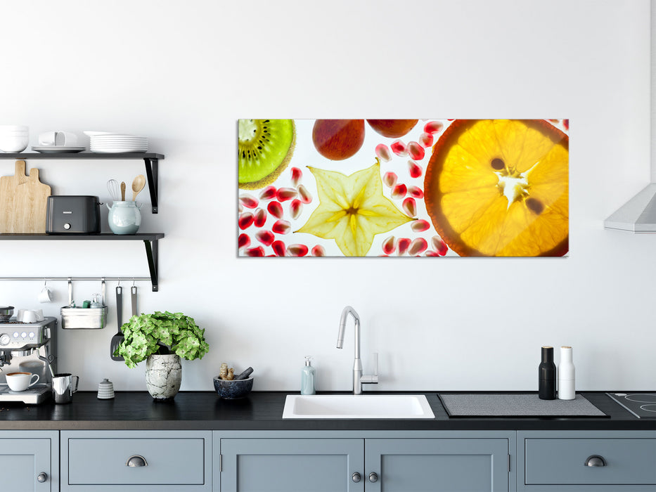 Früchtetraum mit Sternenfrucht, Glasbild Panorama