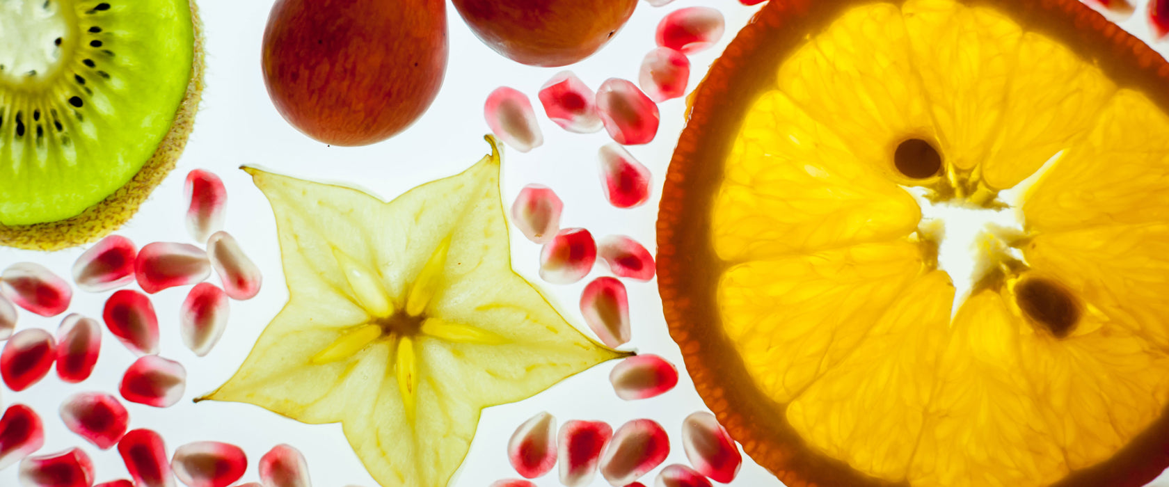 Früchtetraum mit Sternenfrucht, Glasbild Panorama