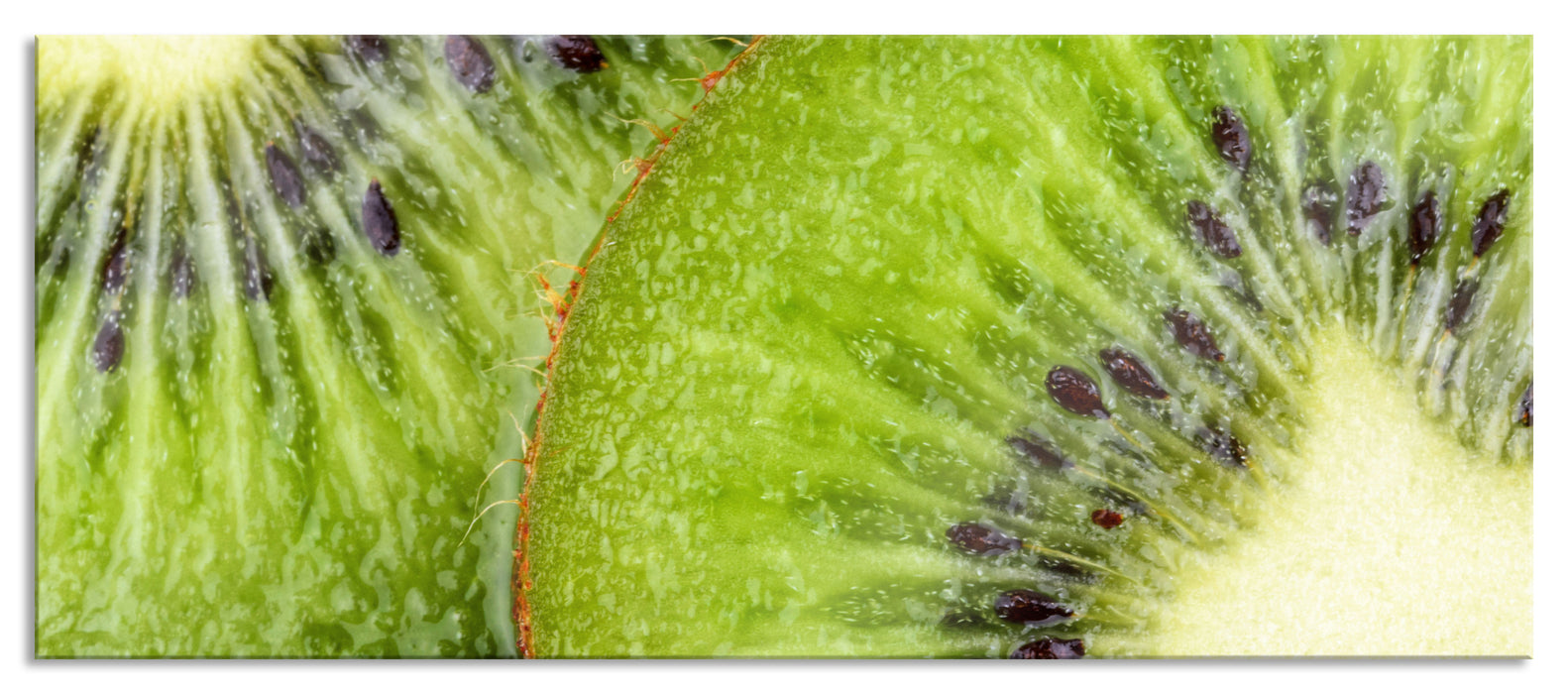 Pixxprint Grüner Kiwi Traum, Glasbild Panorama