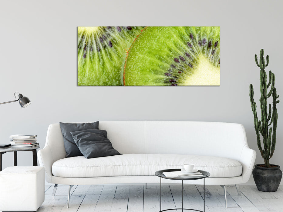 Grüner Kiwi Traum, Glasbild Panorama