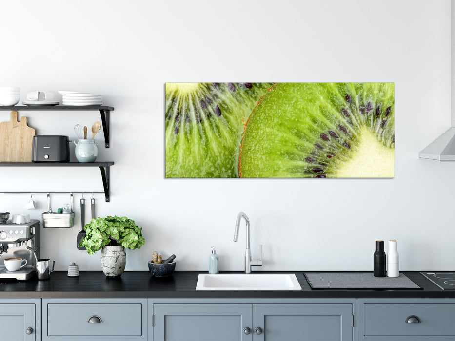 Grüner Kiwi Traum, Glasbild Panorama