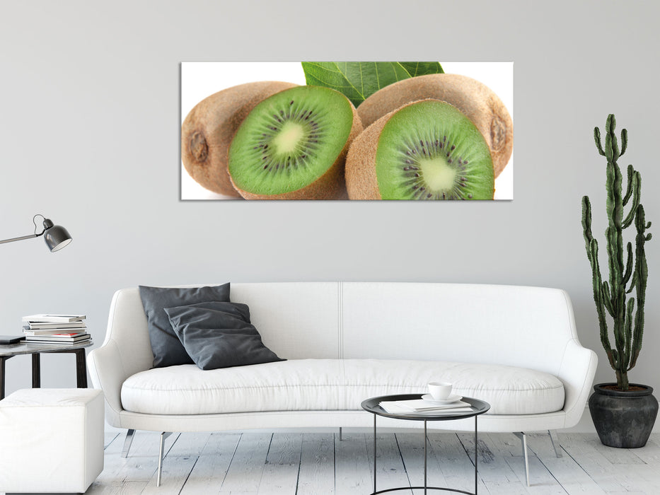 Leckere Kiwis, Glasbild Panorama
