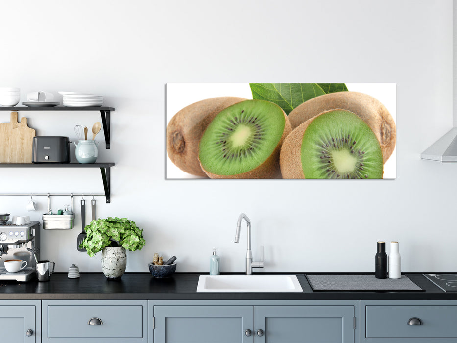 Leckere Kiwis, Glasbild Panorama