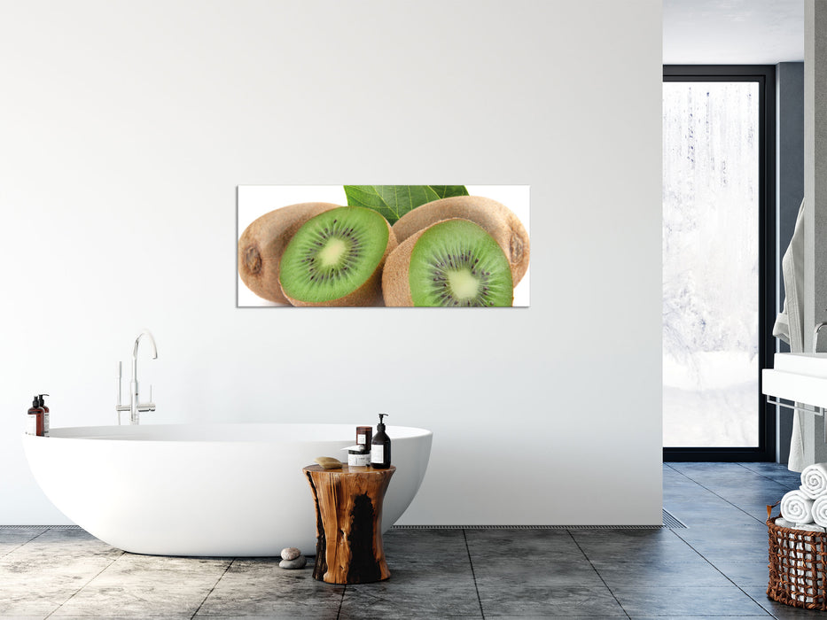 Leckere Kiwis, Glasbild Panorama