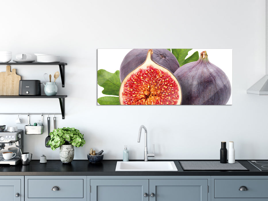 aufgeschnittene Feige, Glasbild Panorama