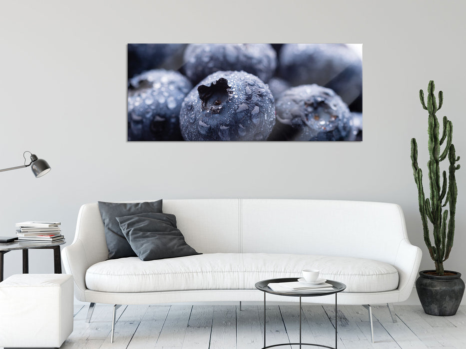 fruchtige Heidelbeeren, Glasbild Panorama
