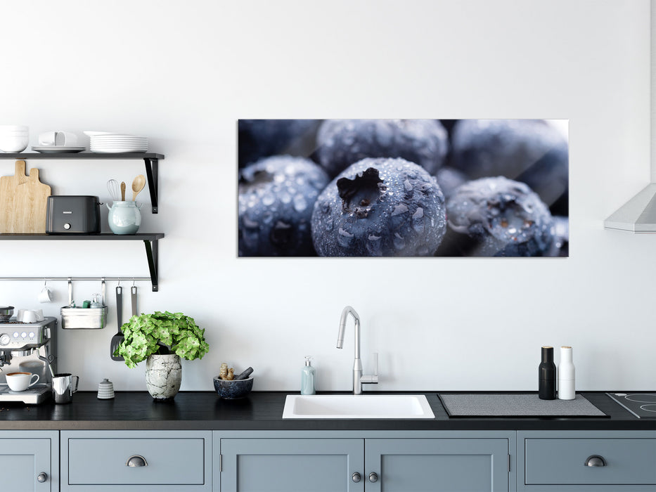 fruchtige Heidelbeeren, Glasbild Panorama