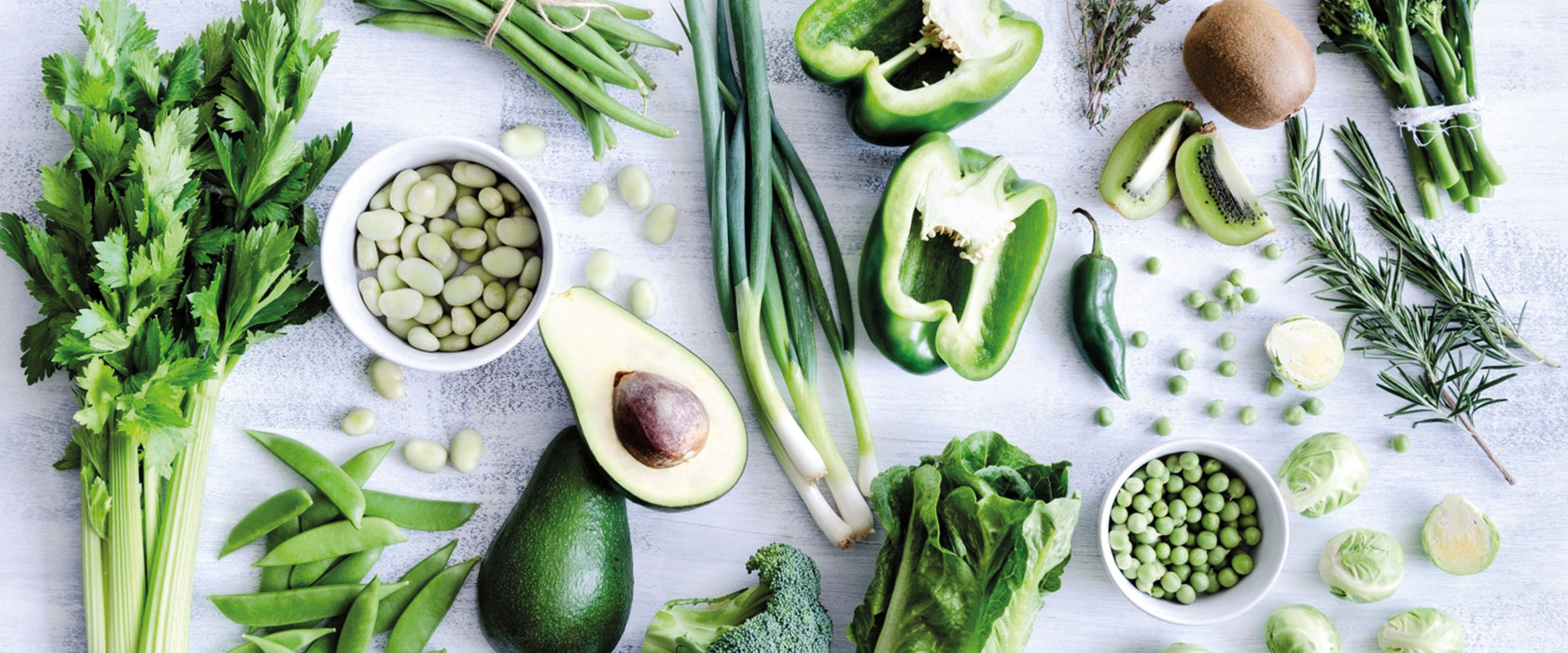 Grüne Gemüse Obst Vielfalt, Glasbild Panorama