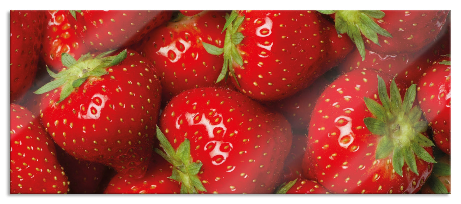 Pixxprint Fruchtig frische Erdbeeren, Glasbild Panorama