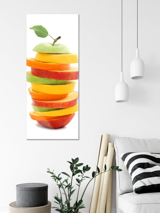 Köstlicher Fruchtscheiben Turm, Glasbild Panorama