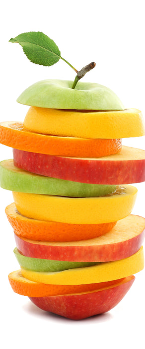 Köstlicher Fruchtscheiben Turm, Glasbild Panorama