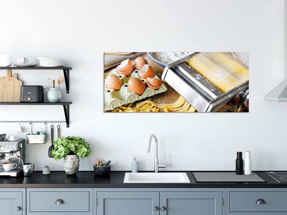 Nudelmaschine Pasta Italia, Glasbild Panorama