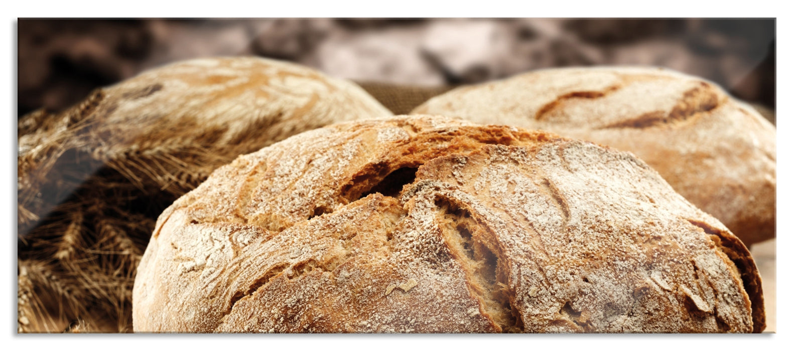 Pixxprint Frisch gebackenes Brot, Glasbild Panorama