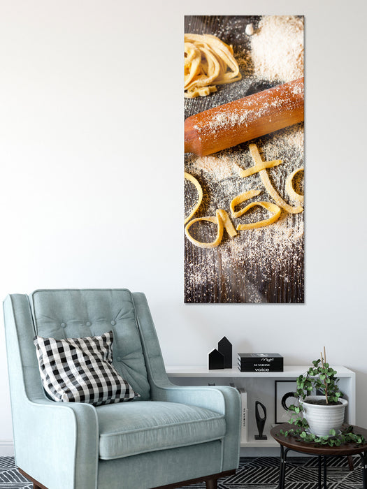 Frische Nudeln Pasta Italia, Glasbild Panorama