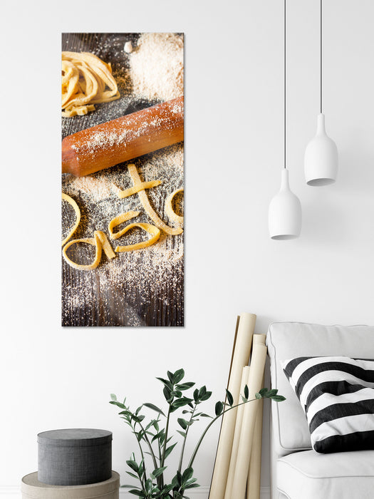 Frische Nudeln Pasta Italia, Glasbild Panorama