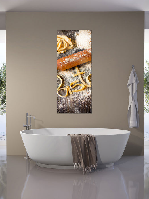 Frische Nudeln Pasta Italia, Glasbild Panorama