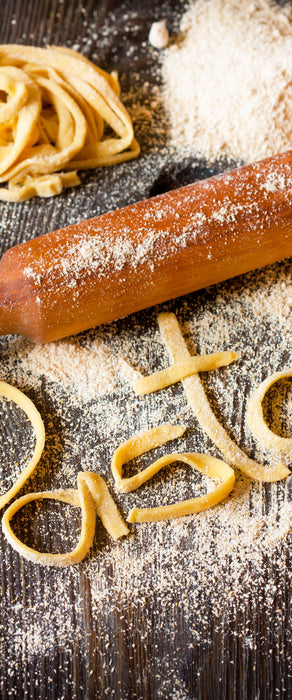 Frische Nudeln Pasta Italia, Glasbild Panorama