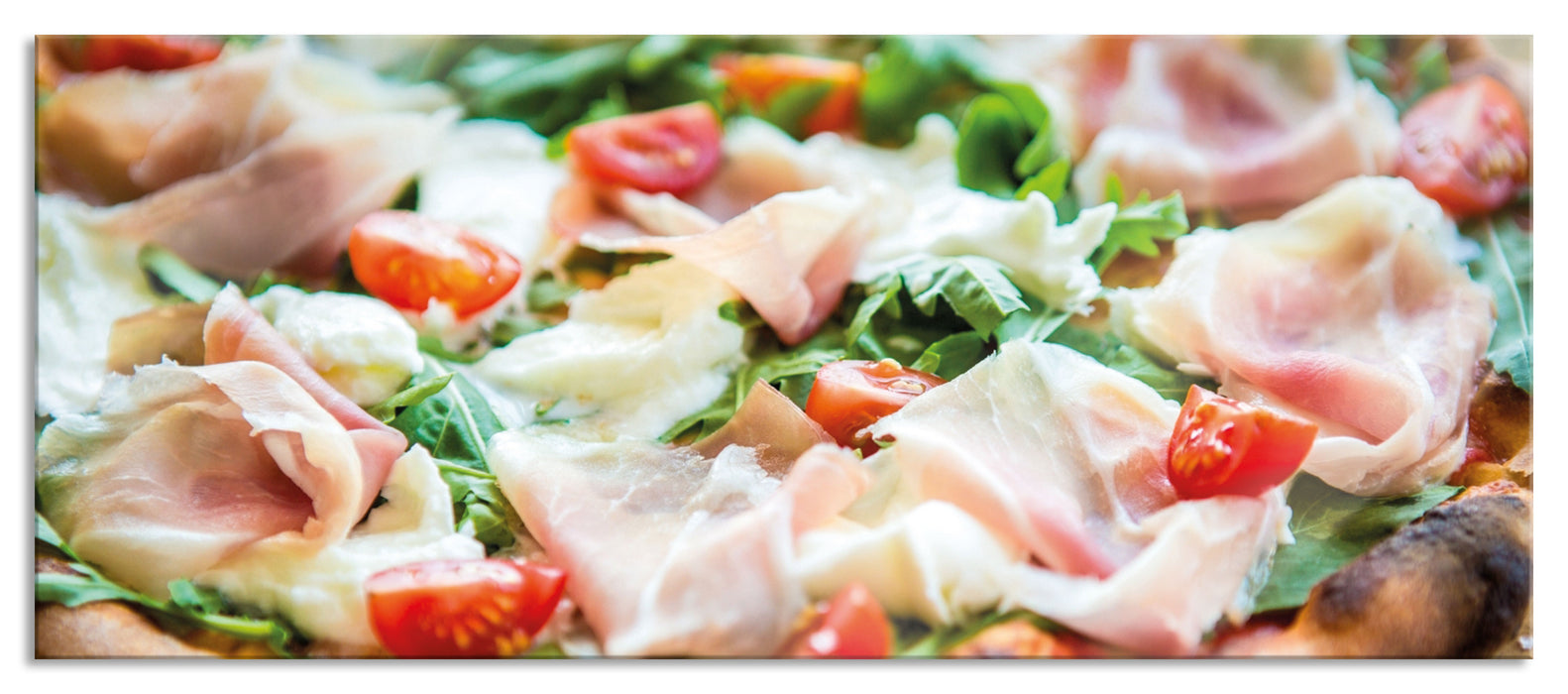 Pixxprint Pizza mit Parmaschinken, Glasbild Panorama