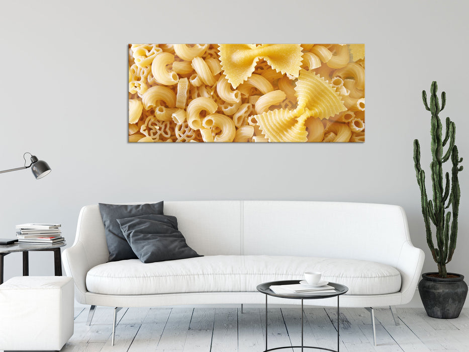 Nudeln Pasta Italia Mischung, Glasbild Panorama
