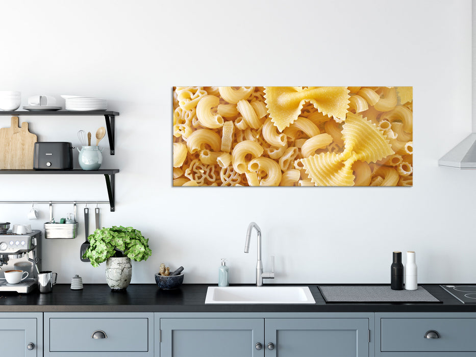 Nudeln Pasta Italia Mischung, Glasbild Panorama
