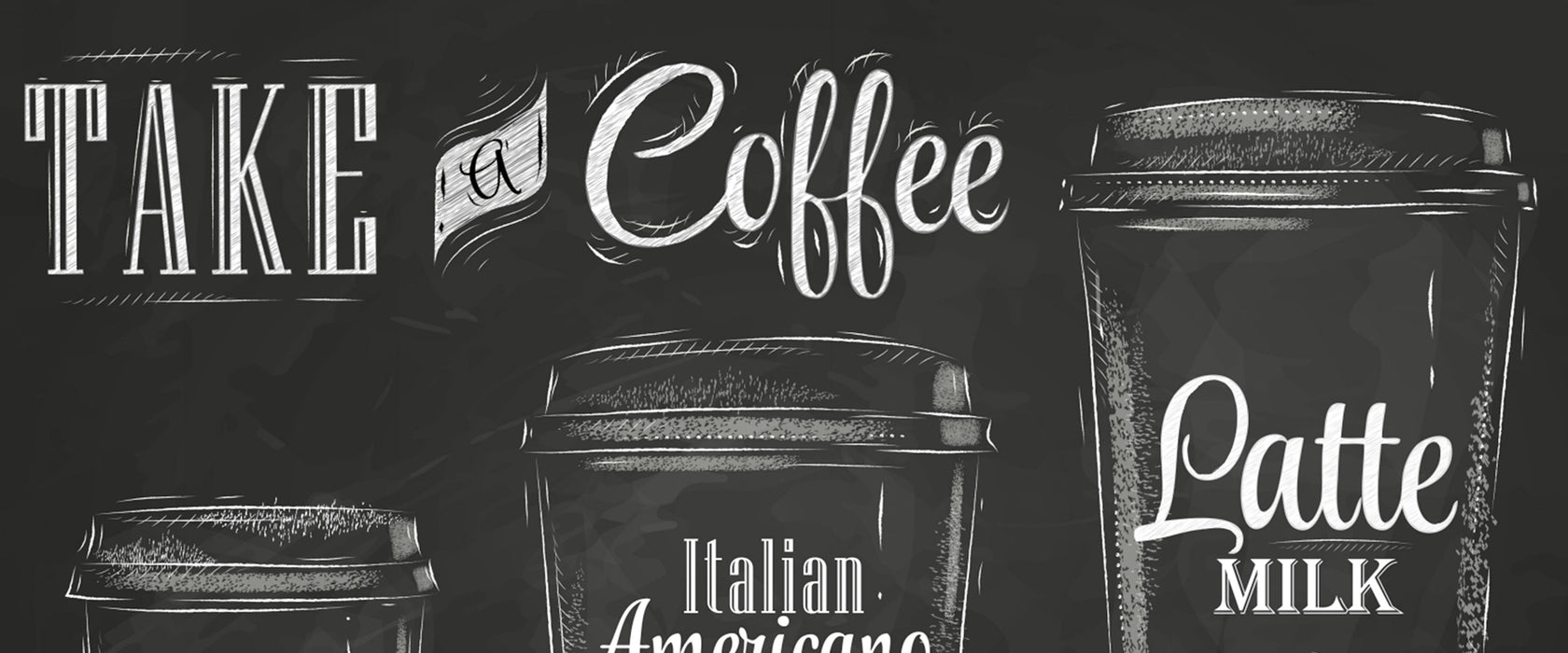 Take a Coffee Kaffee Speziale, Glasbild Panorama