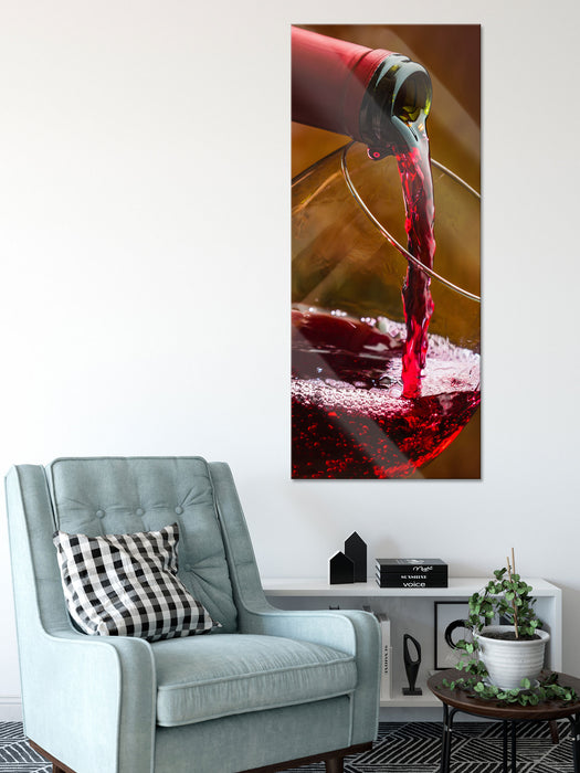 Edler Rotwein, Glasbild Panorama