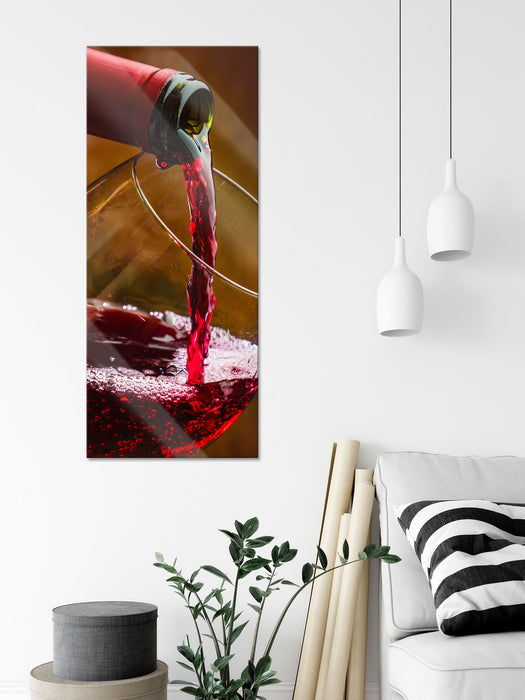 Edler Rotwein, Glasbild Panorama