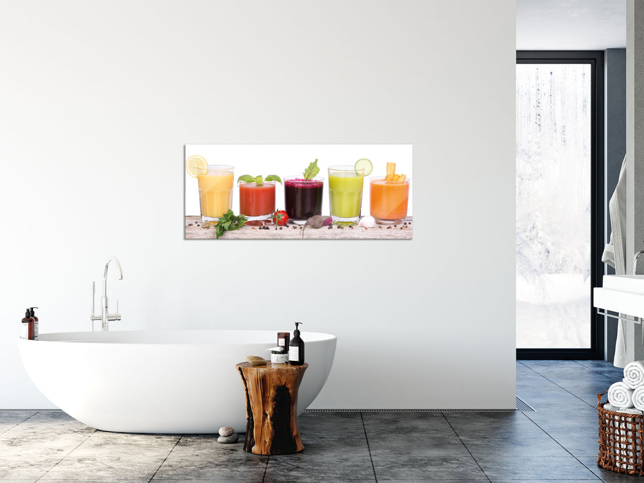 Gesunde Bio Fruchtsäfte, Glasbild Panorama